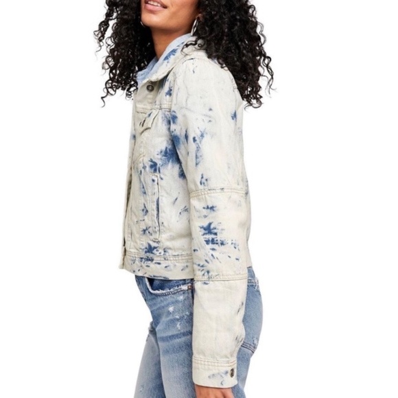 Free People Rumors Denim Jacket Jones Tie Dye Women's Small - Picture 6 of 7